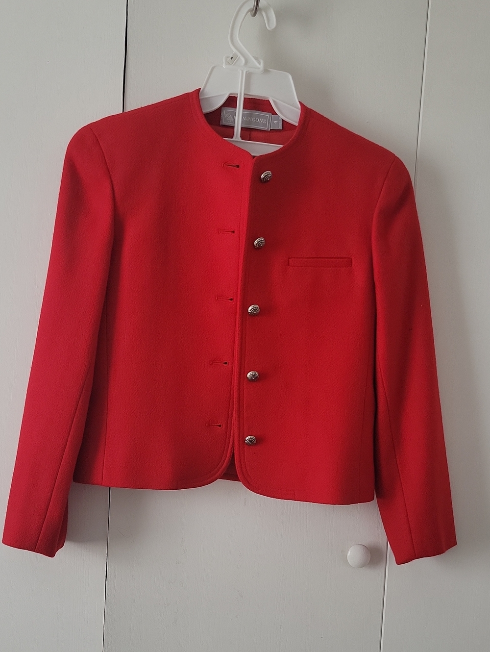 Evan Picone Vibrant Red Collarless Button Blazer